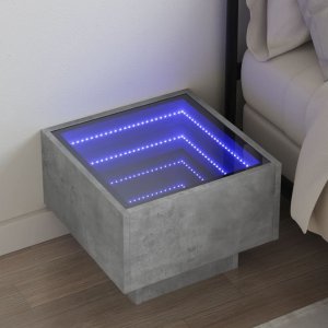 vidaXL vidaXL Stolik kawowy z LED Infinity, szarość betonu, 40x40x30 cm 1