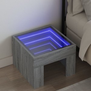 vidaXL vidaXL Stolik nocny z LED Infinity, szary dąb sonoma, 40x40x30 cm 1