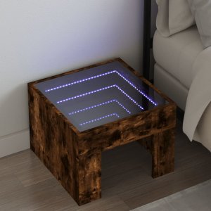 vidaXL vidaXL Stolik nocny z LED Infinity, przydymiony dąb, 40x40x30 cm 1