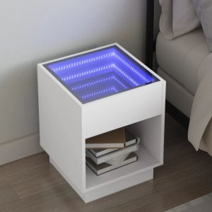 vidaXL vidaXL Stolik nocny z LED Infinity, biały, 40x40x50 cm 1