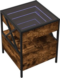 vidaXL Stolik nocny z LED Infinity, przydymiony dąb, 40x40x51 cm 3
