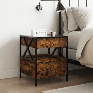 vidaXL Stolik nocny z LED Infinity, przydymiony dąb, 40x40x51 cm 4