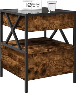 vidaXL Stolik nocny z LED Infinity, przydymiony dąb, 40x40x51 cm 5