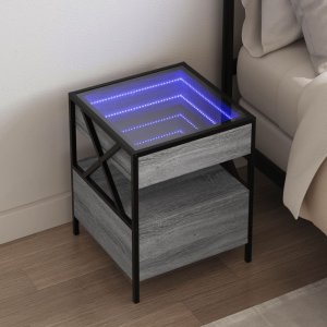 vidaXL vidaXL Stolik kawowy z LED Infinity, szary dąb sonoma, 40x40x51 cm 1