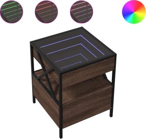 vidaXL Stolik nocny z LED Infinity, brązowy dąb, 40x40x51 cm 2