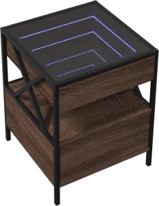 vidaXL Stolik nocny z LED Infinity, brązowy dąb, 40x40x51 cm 3