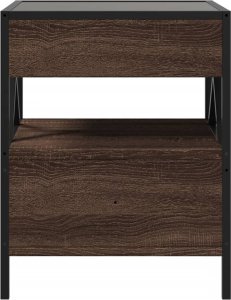vidaXL Stolik nocny z LED Infinity, brązowy dąb, 40x40x51 cm 6