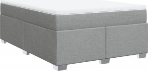 vidaXL Łóżko kontynentalne z materacem, jasnoszare, tkanina, 140x190cm 2