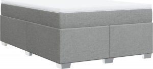 vidaXL Łóżko kontynentalne z materacem, jasnoszare, tkanina, 140x190cm 9