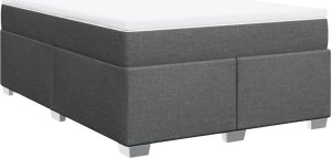 vidaXL Łóżko kontynentalne z materacem, ciemnoszara tkanina 140x190 cm 2