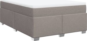 vidaXL Łóżko kontynentalne z materacem, taupe, tkanina, 140x190 cm 2