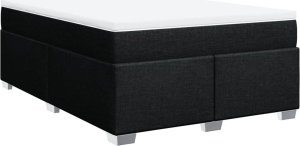 vidaXL Łóżko kontynentalne z materacem, czarne, tkanina, 140x190 cm 2