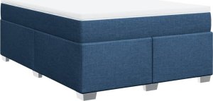 vidaXL Łóżko kontynentalne z materacem, niebieskie, tkanina 140x190 cm 2