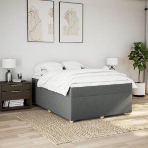 vidaXL Łóżko kontynentalne z materacem, ciemnoszara tkanina 140x190 cm 3