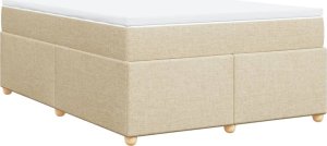 vidaXL vidaXL Łóżko kontynentalne z materacem, kremowe, tkanina, 160x200 cm 9