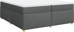 vidaXL Łóżko kontynentalne z materacem, ciemnoszara tkanina 200x200 cm 2
