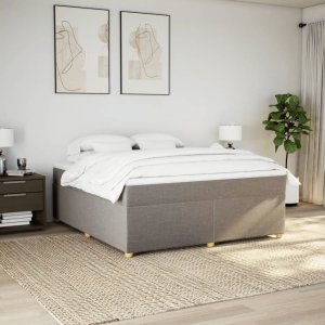 vidaXL Łóżko kontynentalne z materacem, taupe, tkanina, 180x200 cm 3