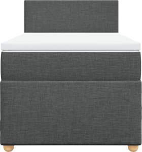 vidaXL Łóżko kontynentalne z materacem, ciemnoszara tkanina 100x200 cm 4