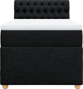 vidaXL Łóżko kontynentalne z materacem, czarne, tkanina, 100x200 cm 4