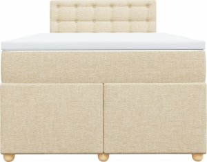 vidaXL Łóżko kontynentalne z materacem, kremowe, tkanina, 120x200 cm 4