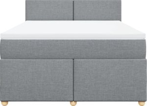 vidaXL Łóżko kontynentalne z materacem, jasnoszare 140x200 cm, tkanina 4