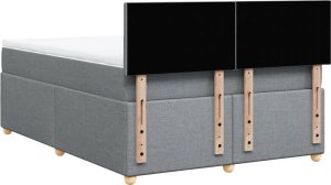 vidaXL Łóżko kontynentalne z materacem, jasnoszare 140x200 cm, tkanina 6