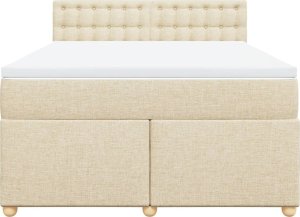 vidaXL Łóżko kontynentalne z materacem, kremowe, tkanina, 140x200 cm 4