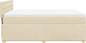 vidaXL Łóżko kontynentalne z materacem, kremowe, tkanina, 140x200 cm 5