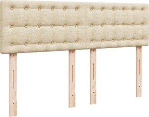 vidaXL Łóżko kontynentalne z materacem, kremowe, tkanina, 140x200 cm 10