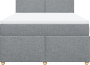 vidaXL Łóżko kontynentalne z materacem, jasnoszare, tkanina 160x200 cm 4
