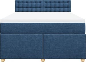 vidaXL Łóżko kontynentalne z materacem, niebieskie, tkanina, 160x200cm 4