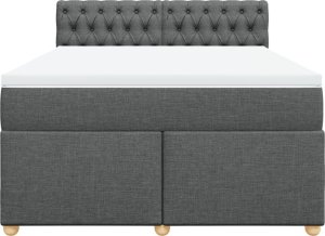vidaXL Łóżko kontynentalne z materacem, ciemnoszara tkanina 160x200 cm 4