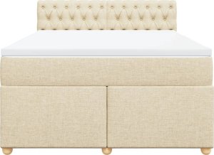 vidaXL vidaXL Łóżko kontynentalne z materacem, kremowe, tkanina, 160x200 cm 4