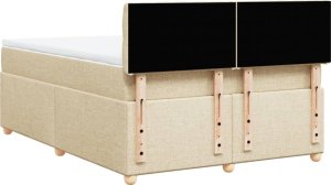 vidaXL vidaXL Łóżko kontynentalne z materacem, kremowe, tkanina, 160x200 cm 6