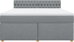 vidaXL Łóżko kontynentalne z materacem, jasnoszare, tkanina, 180x200cm 4