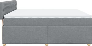 vidaXL Łóżko kontynentalne z materacem, jasnoszare, tkanina, 180x200cm 5