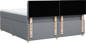 vidaXL Łóżko kontynentalne z materacem, jasnoszare, tkanina, 180x200cm 6