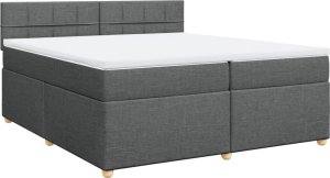 vidaXL Łóżko kontynentalne z materacem, ciemnoszara tkanina 200x200 cm 2