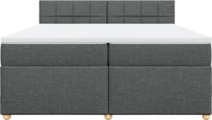 vidaXL Łóżko kontynentalne z materacem, ciemnoszara tkanina 200x200 cm 4