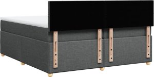 vidaXL Łóżko kontynentalne z materacem, ciemnoszara tkanina 200x200 cm 6