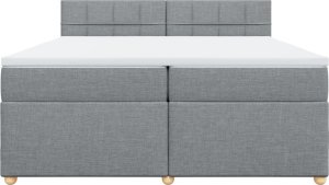 vidaXL Łóżko kontynentalne z materacem, jasnoszare, tkanina 200x200 cm 4