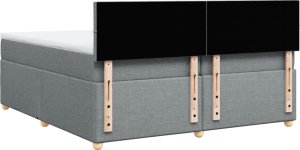 vidaXL Łóżko kontynentalne z materacem, jasnoszare, tkanina 200x200 cm 6