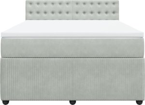 vidaXL Łóżko kontynentalne z materacem, jasnoszare, 140x190cm, aksamit 4