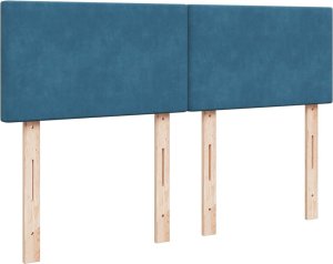 vidaXL Łóżko kontynentalne z materacem, niebieskie, 160x200cm, aksamit 5