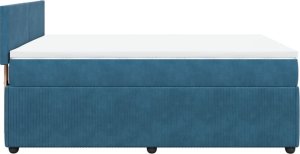 vidaXL Łóżko kontynentalne z materacem, niebieskie, 160x200cm, aksamit 9
