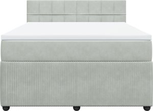 vidaXL Łóżko kontynentalne z materacem, jasnoszare, 160x200cm, aksamit 4