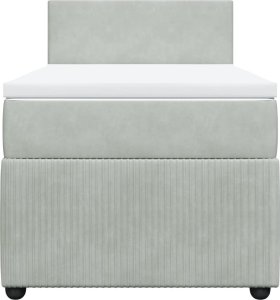 vidaXL Łóżko kontynentalne z materacem, jasnoszare, aksamit, 90x200 cm 4