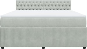 vidaXL vidaXL Łóżko kontynentalne z materacem, jasnoszare, 180x200cm, aksamit 4