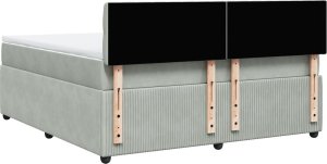 vidaXL vidaXL Łóżko kontynentalne z materacem, jasnoszare, 180x200cm, aksamit 10