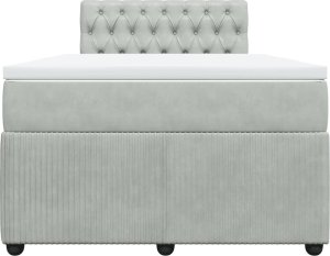 vidaXL Łóżko kontynentalne z materacem, jasnoszare, 120x200cm, aksamit 4